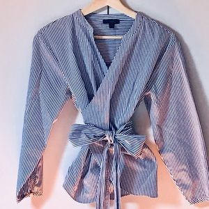 JCrew Striped Wrap Top
